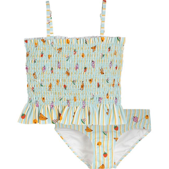 Melanie Smocked Two Piece Swimsuit, Fruit Multi | Maisonette