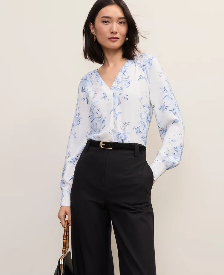 Floral Pleat Front Top | Ann Taylor