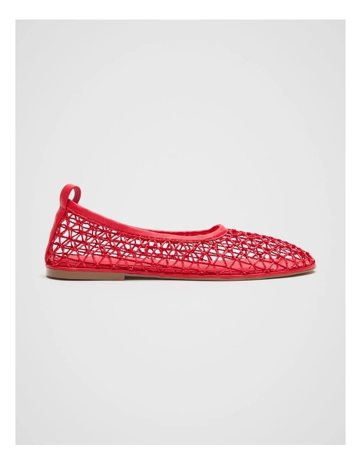 Parker Open Weave Flat Ballet in Red | Myer