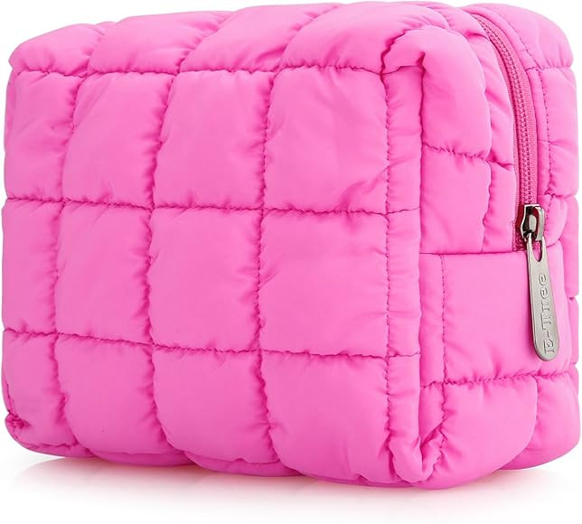 E-Tree Cute Makeup Bag,Quilted Cosmetic Bag,Make up Pouch for Purse,Toiletry Zipper Pouch,Checker... | Amazon (US)