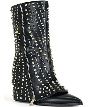 Azalea Wang Hematine Studded Pointed Toe Zip Booties | Dillard's | Dillard's