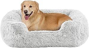 Best Friends by Sheri Soothe & Snooze Lounge Shag Rectangular Dog Bed, Washable, Frost, Large 36"... | Amazon (US)