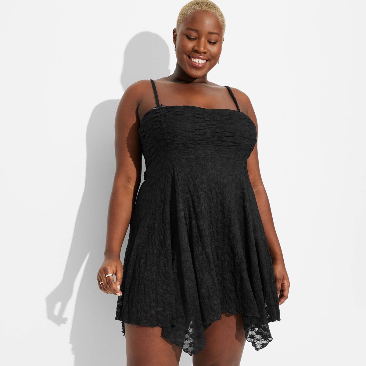 Women's Lace Knit Ruched Mini Babydoll A-Line Dress - Wild Fable™ | Target