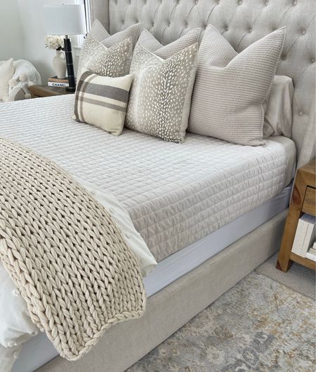 H O M E \ neutral bedding! A few new updates with beige euro shams and a knit bed blanket!

Bedroom home decor
Target 

#LTKhome #LTKunder100
