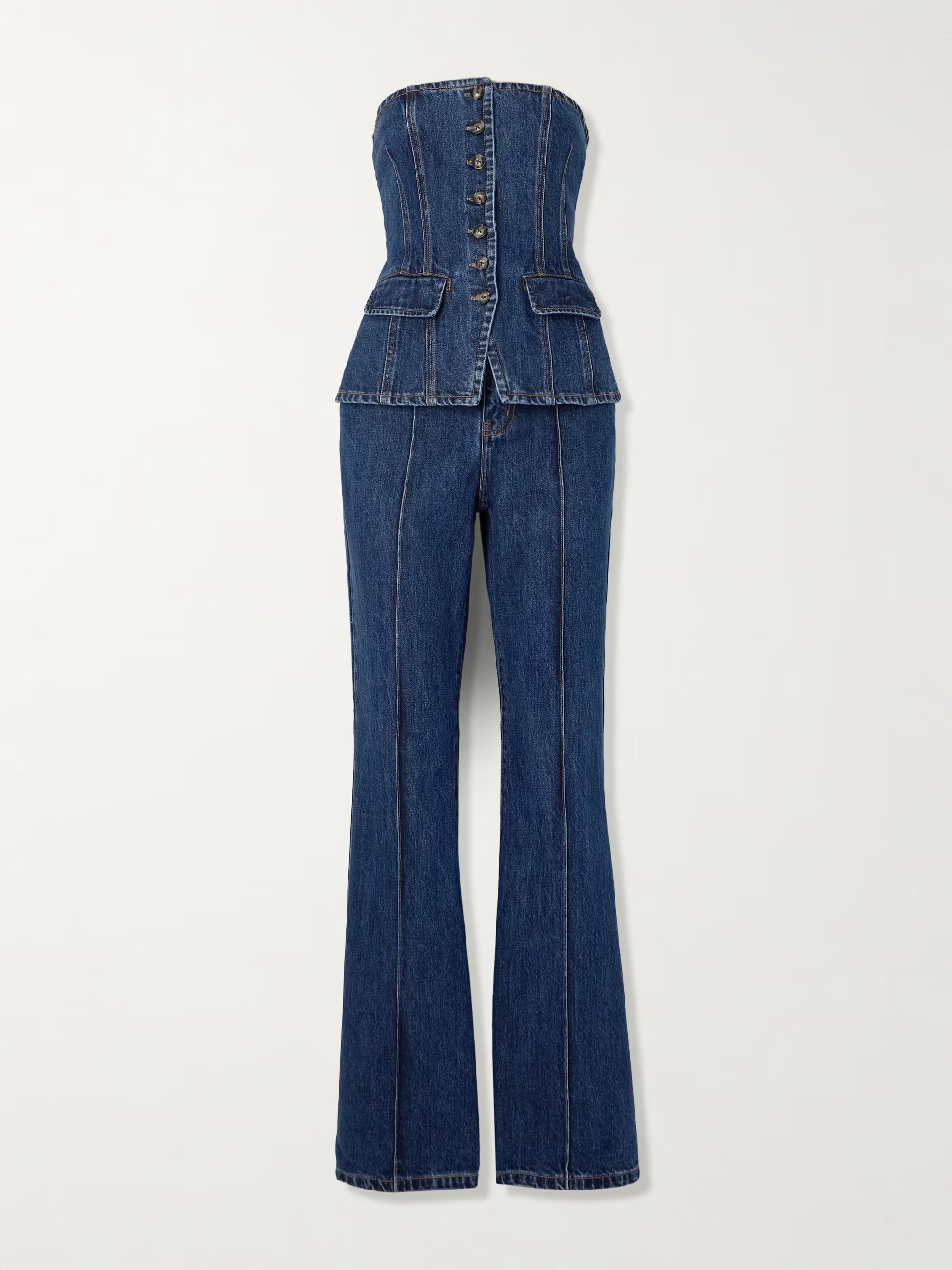 Convertible strapless denim jumpsuit | NET-A-PORTER (US)