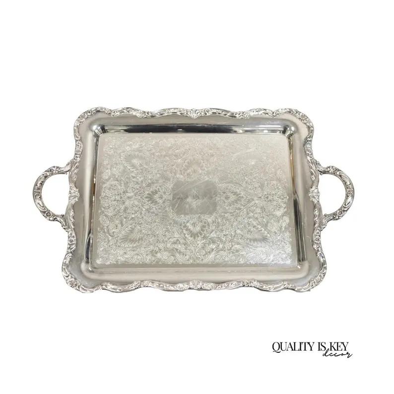 Vintage WM Rogers Silver Plated Victorian Twin Handle Serving Platter Tray | Etsy (US)