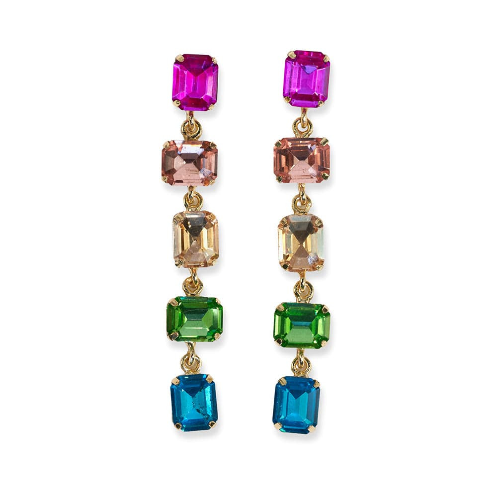 Priscilla 5-Tier Mixed Stones Drop Earrings Rainbow | INK+ALLOY
