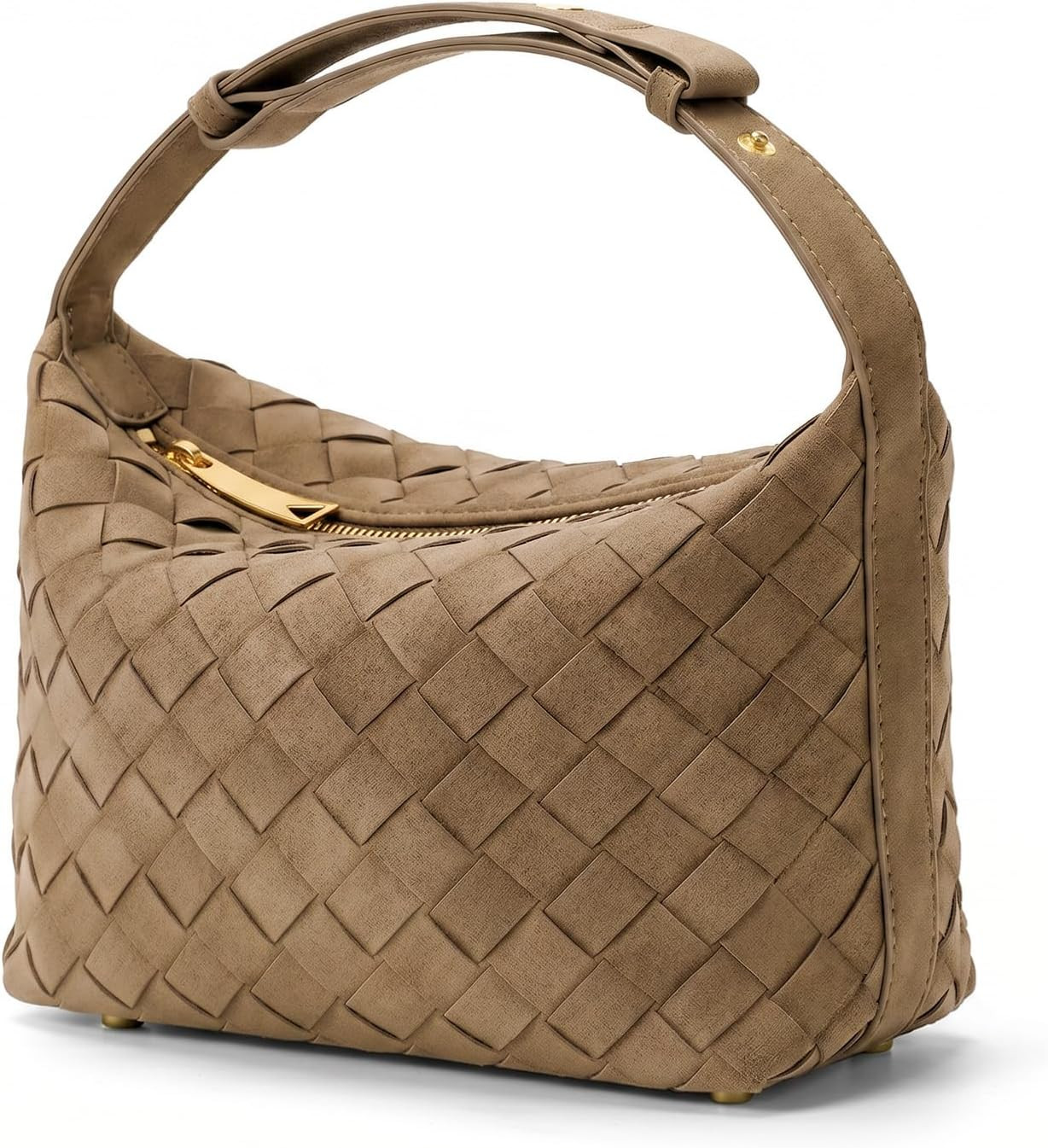 Woven Suede Shoulder Bag,Vegan Leather Hobo Handbag for Women | Amazon (US)