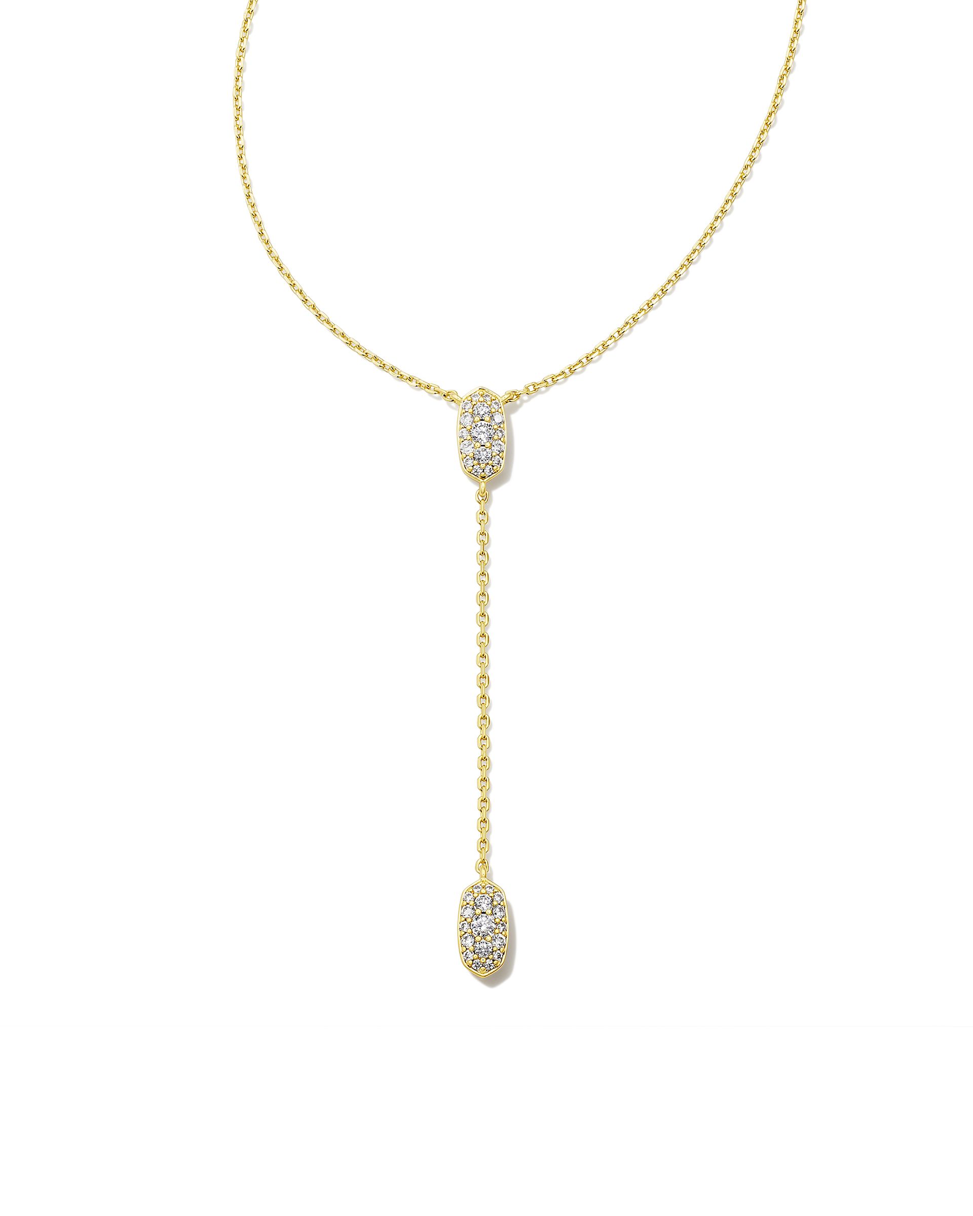 Grayson Gold Y Necklace in White Crystal | Kendra Scott | Kendra Scott