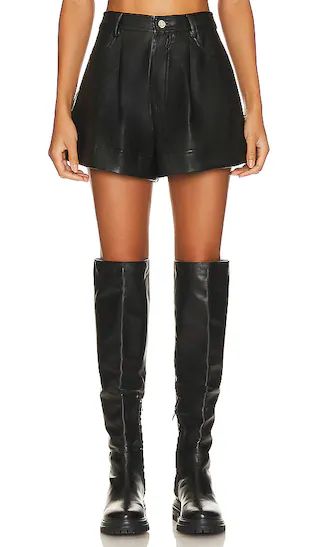 Faux Leather Cuffed Short in Black | Revolve Clothing (Global)