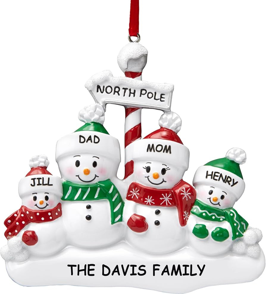 Let's Make Memories Personalized Christmas Ornament - Snowman Family – Engraved - 4 Snowmen | Amazon (US)