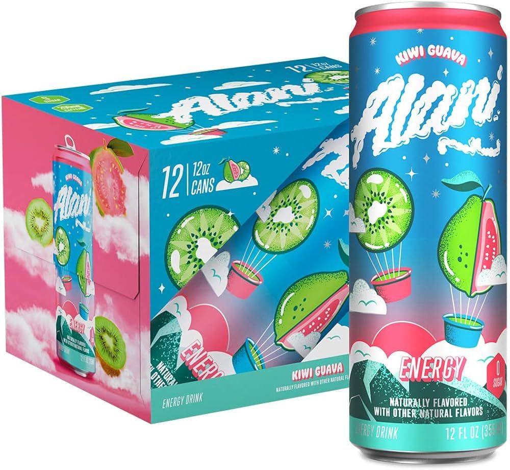 Alani Nu Sugar-Free Energy Drink, Pre-Workout Performance, Kiwi Guava, 12 oz Cans (Pack of 12) | Amazon (US)