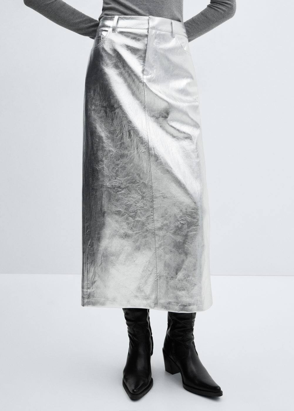 Metallic midi skirt -  Women | Mango United Kingdom | MANGO (UK)