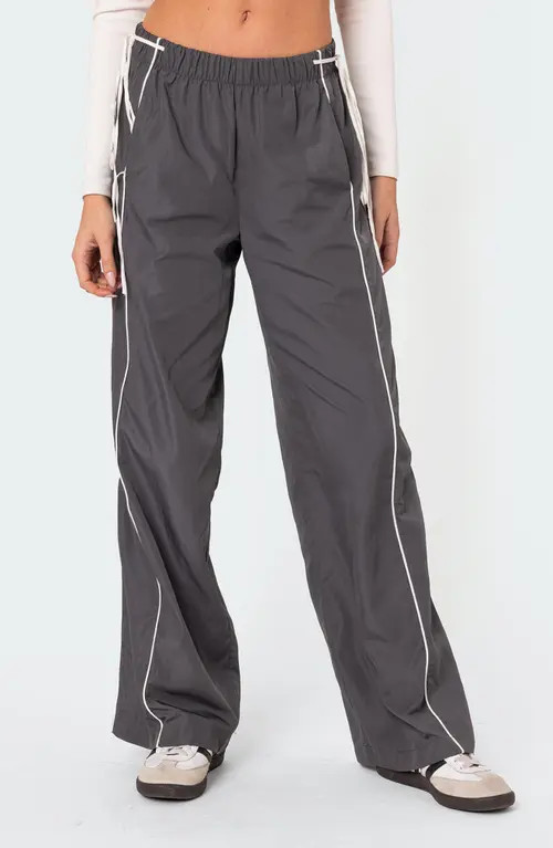 EDIKTED Scarlot Ribbon Track Pants in Dark-Gray at Nordstrom, Size Small | Nordstrom