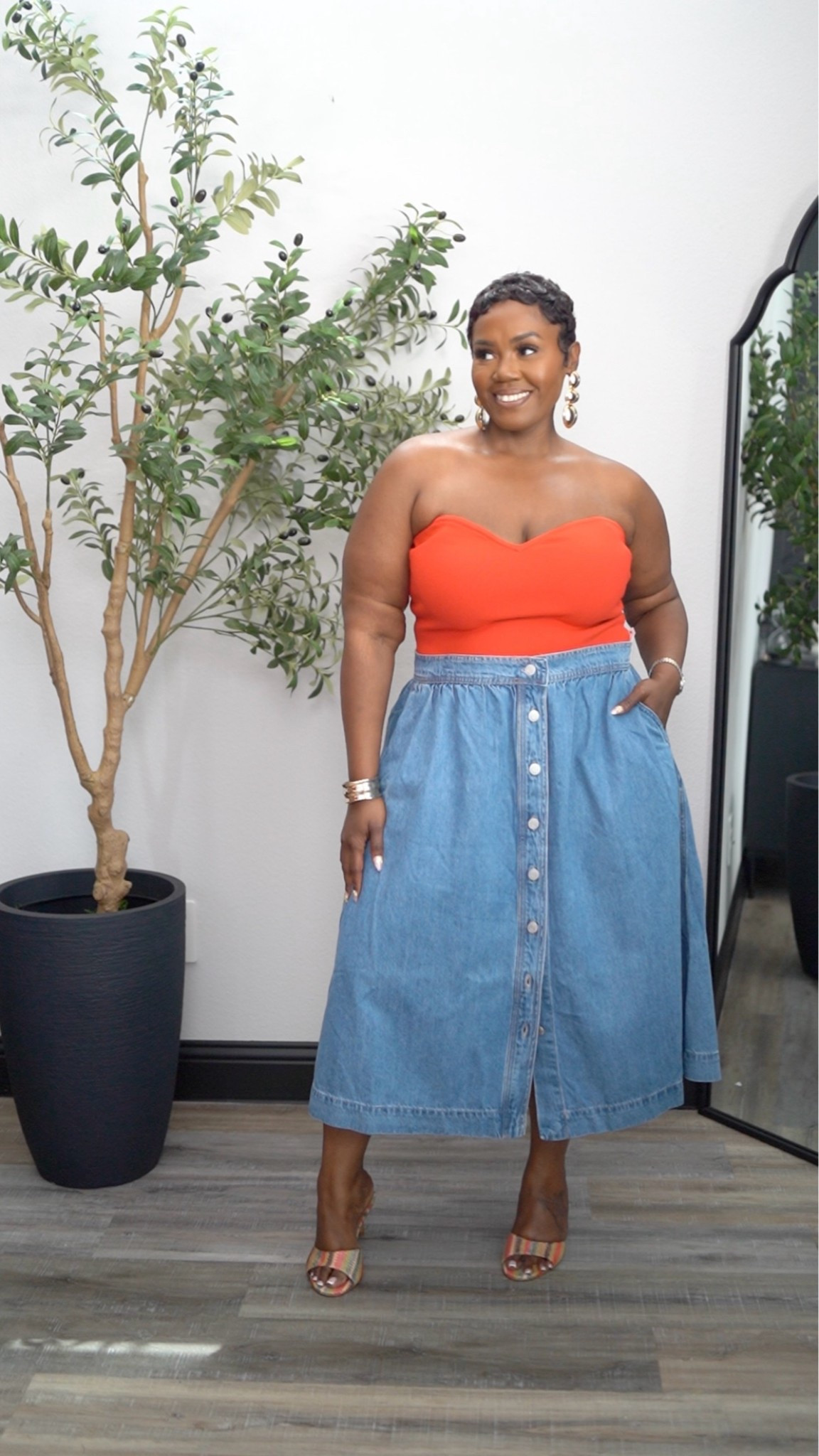 Styling a denim a-line skirt