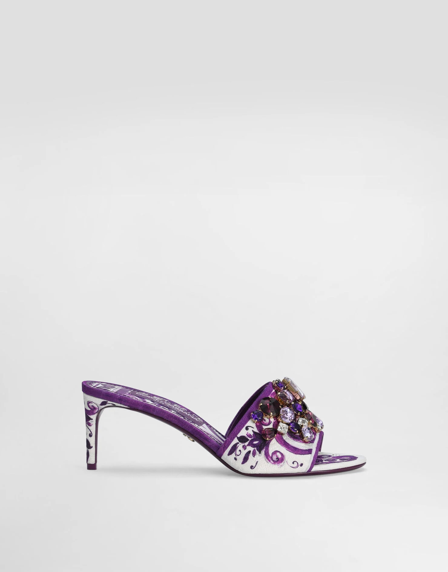 Brocade mules with jewel embroidery | Dolce & Gabbana US