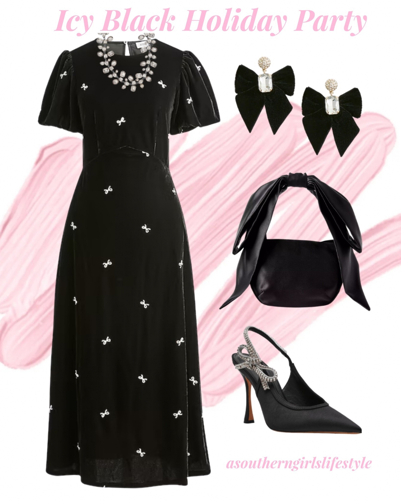 Everything is on Sale! I don’t know how I overlooked this Dress! Christmas Eve Service, Holiday Party to New Year’s Eve

Velvet puff-sleeve midi dress, Velvet Crystal Statement Earrings, Stone Necklace. Satin Bow Purse & Bow Satin Rhinestone Bow Slingback Pumps

Christmas Dress. NYE Dress. Black Dresss

#LTKHoliday #LTKSeasonal #LTKSaleAlert
