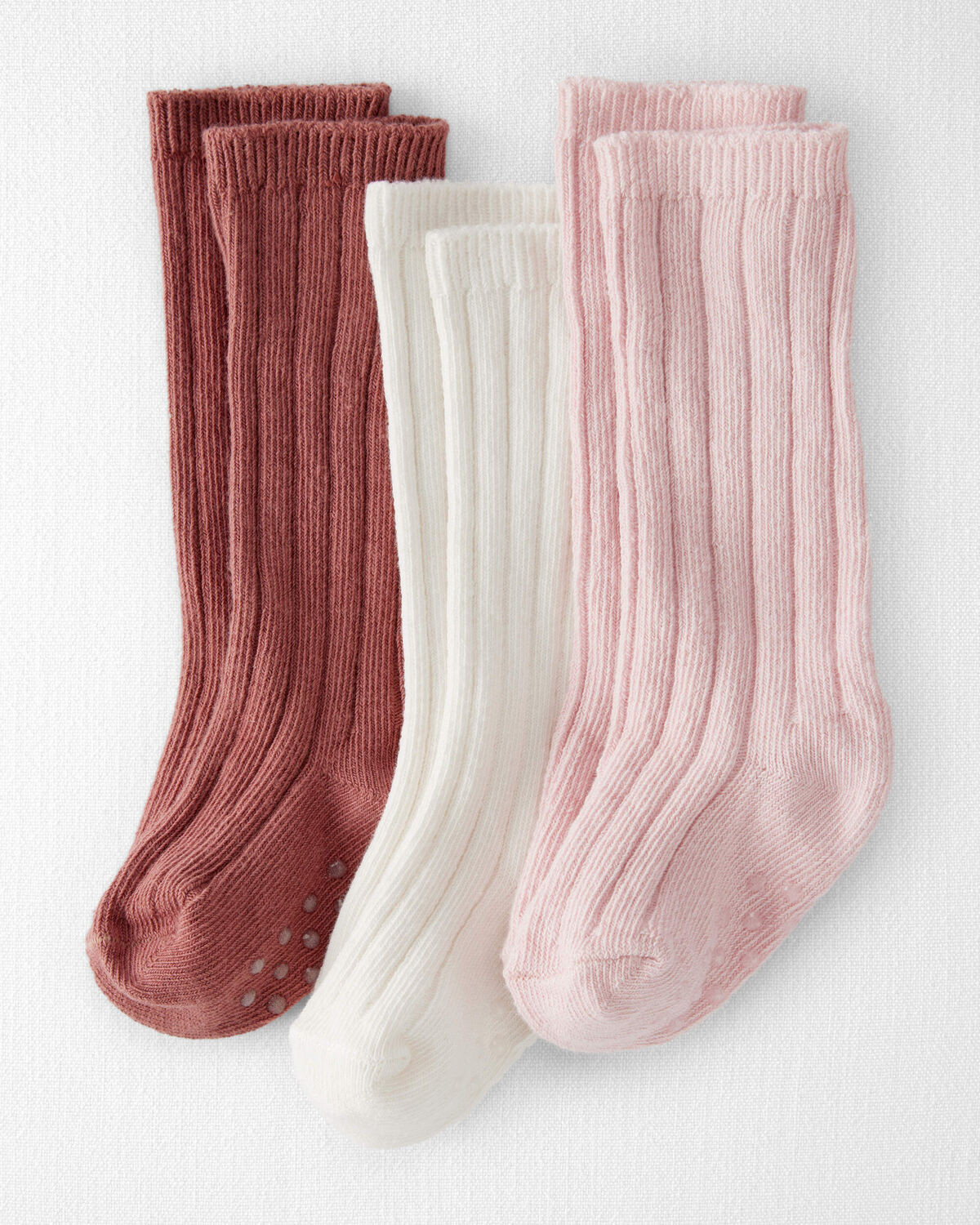 Baby Girl 3-Pack Knee-High No-Slip Socks Made with Organic Cotton | Carter's Inc