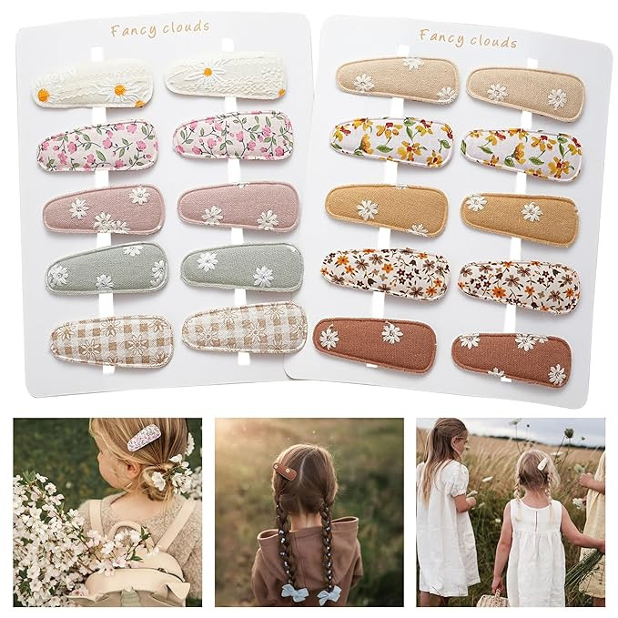 Fancy Clouds 20 Pack Baby Hair Clips for Girls Toddler,Neutral Fully Lined Fabric Snap Clips Pins... | Amazon (US)
