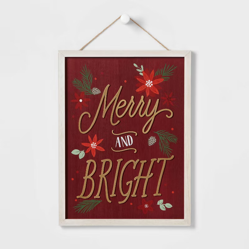 12" 'Merry and Bright' Wood Wall Sign - Wondershop™ | Target