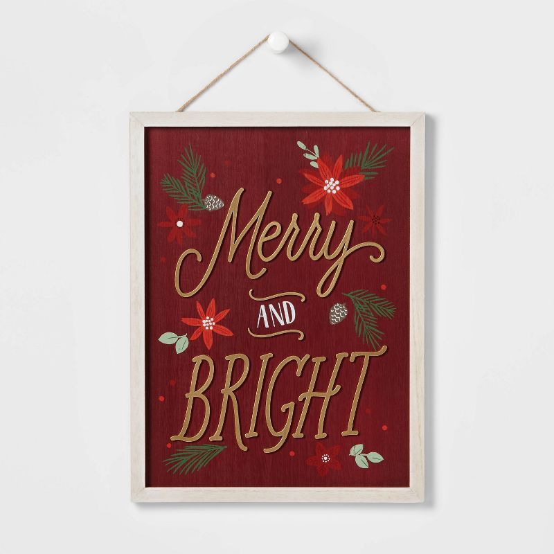 12&#34; &#39;Merry and Bright&#39; Wood Wall Sign - Wondershop&#8482; | Target