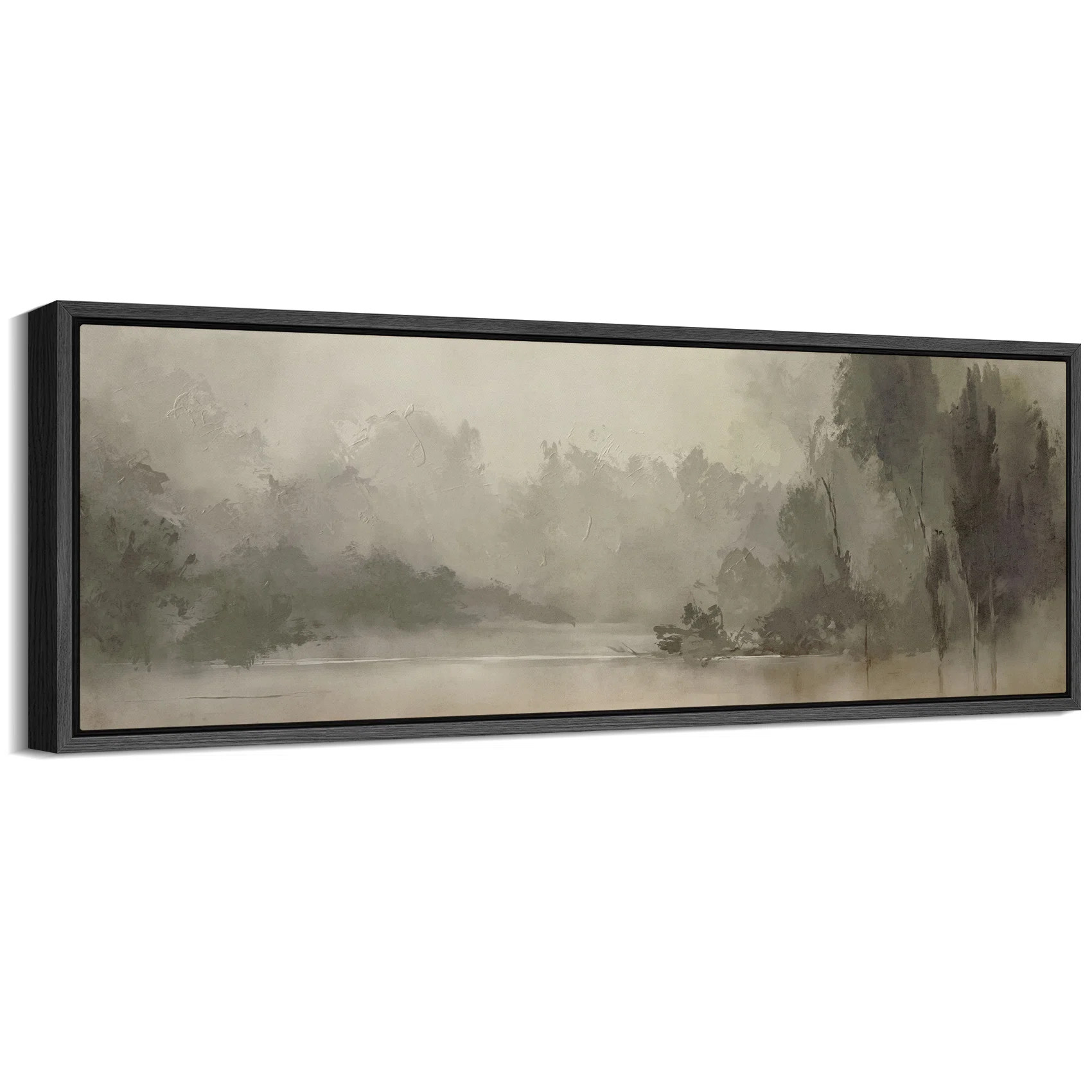 Rustic Countryside "Misty Forest Abstract Landscape Calm Extra Large Framed Artwork Wall Pictures | Wayfair North America