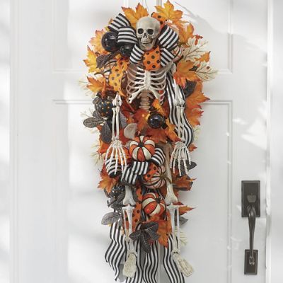 Halloween Skeleton Door Swag | Grandin Road | Grandin Road