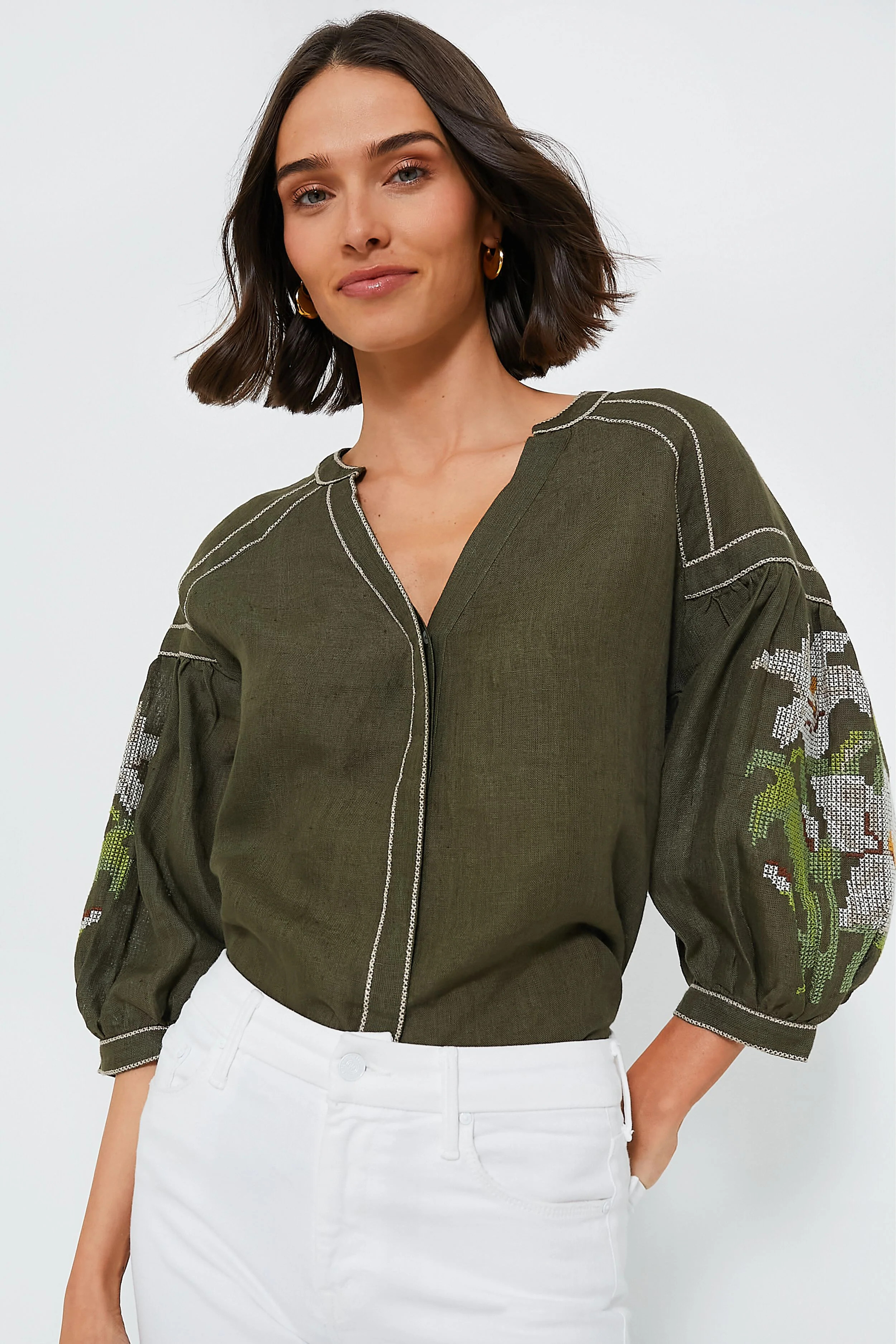 Green Lilies Blouse | Tuckernuck (US)