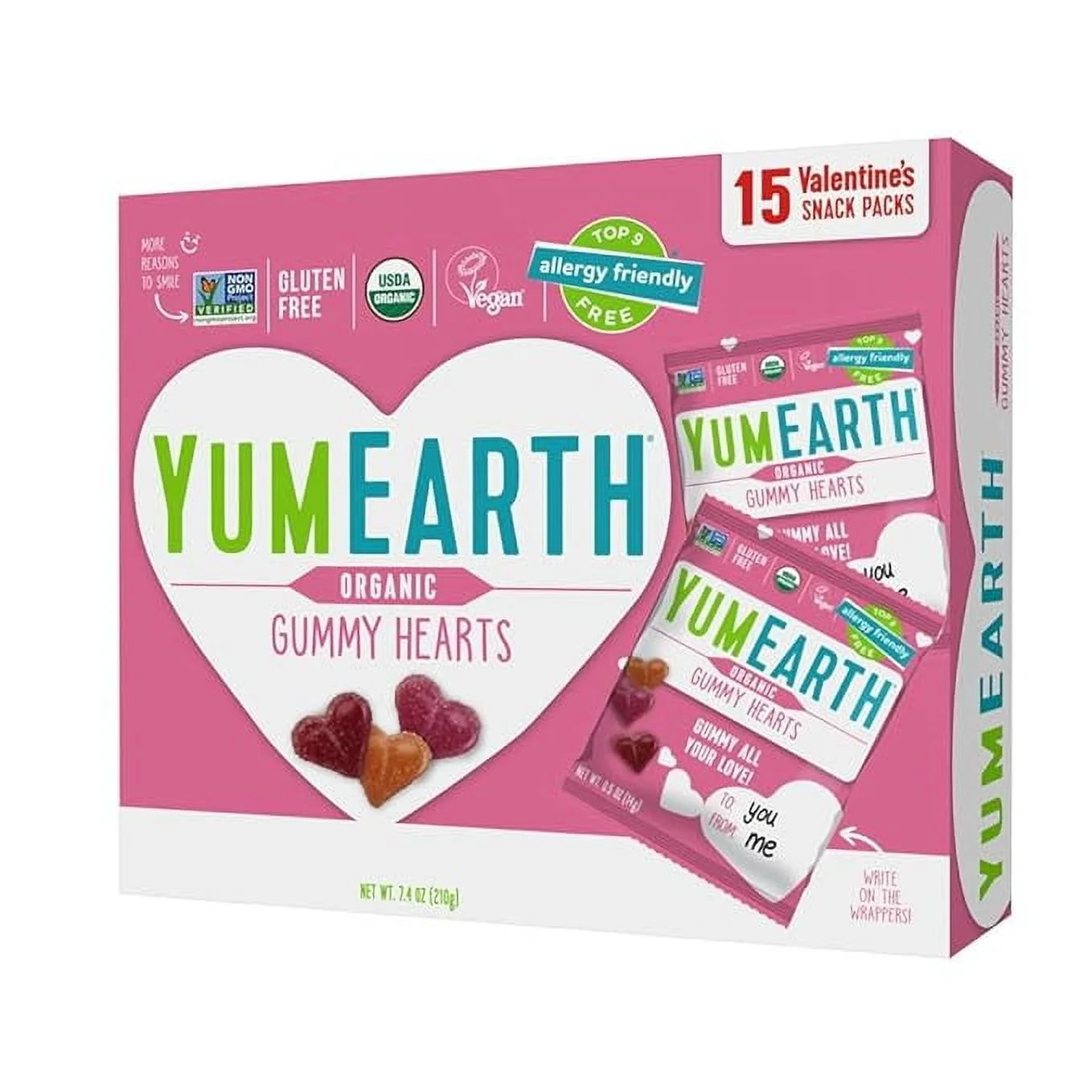 YumEarth Organic Valentine Sugarcoated Gummy Fruit Hearts - Fruity Candy, Gluten Free Snacks for ... | Walmart (US)