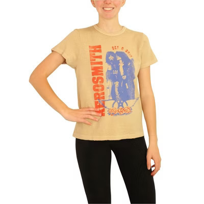 Junk Food Womens Aerosmith Get A Grip Tour '93 Graphic T-Shirt, Beige, XX-Small | Target