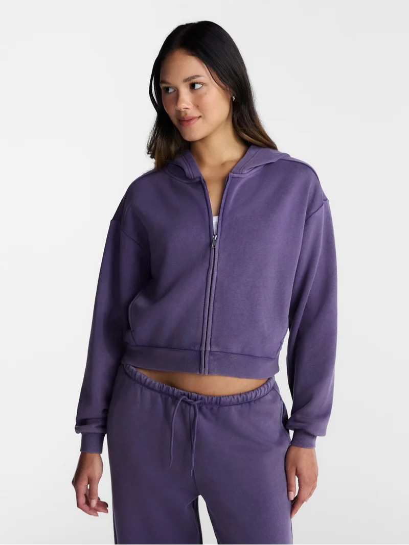 No Boundaries Boxy Zip Up Hoodie, Women's XXS-XXL | Walmart (US)