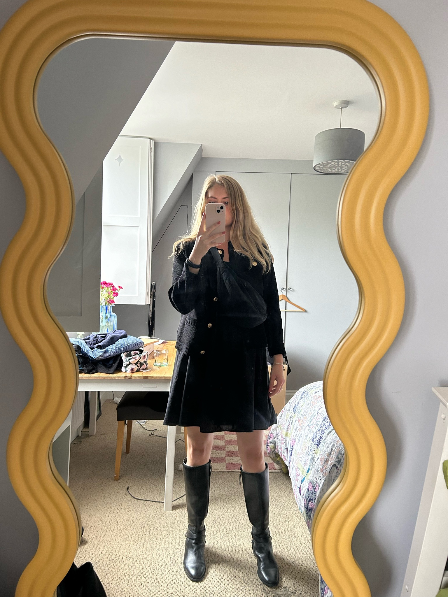 Linen mini dress, dress, linen dress, mini dress, dresses, autumn outfits, going out outfits, date night outfits, black dress, boucle cardigan, black knee high boots

#LTKautumn #LTKsale #LTKworkwear