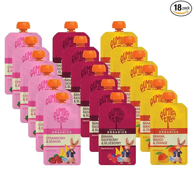 Peter Rabbit Organics Fruit Flavors Variety Pack - Squeezable Snack Pouches 4 oz. (Pack of 18) | Amazon (US)
