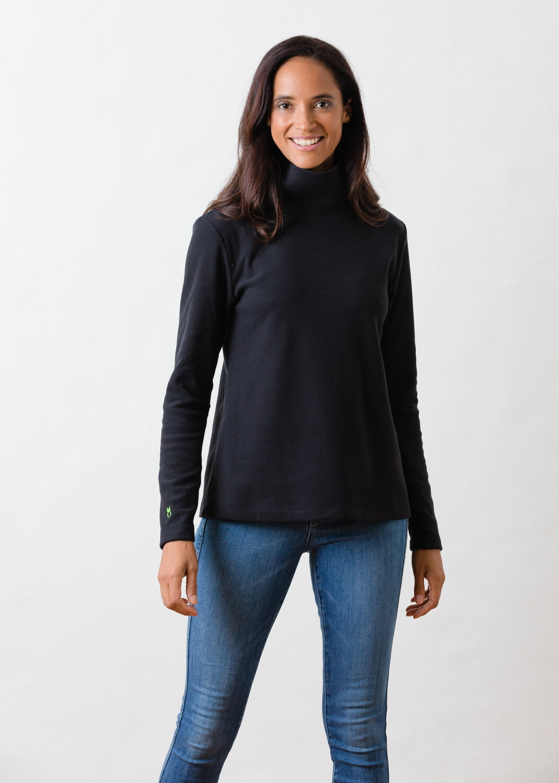 Greenpoint Turtleneck in Terry Fleece (Black) | Dudley Stephens