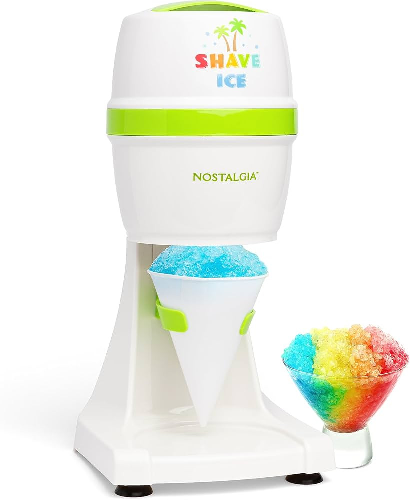 Nostalgia Snow Cone Shaved Retro Includes 1 Reusable Plastic Cup and Ice Molds, White, Green | Amazon (US)