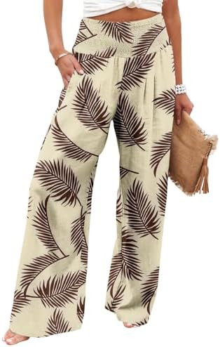 Angerella Womens Elastic High Waisted Palazzo Pants Casual Wide Leg Long Lounge Pant Trousers wit... | Amazon (US)