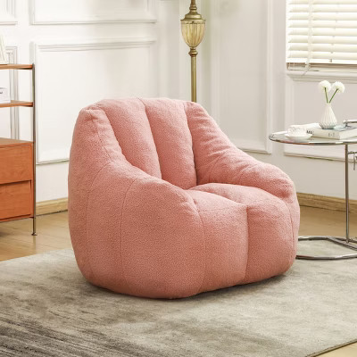 KTMBDW Giant Bean Bag Chair, Oversized Bean Bag Couch, Faux Fur Shell-Shaped Large Chair, Accent Sofa Lounge Floor Sofa for Gaming, Reading, Pink | Target