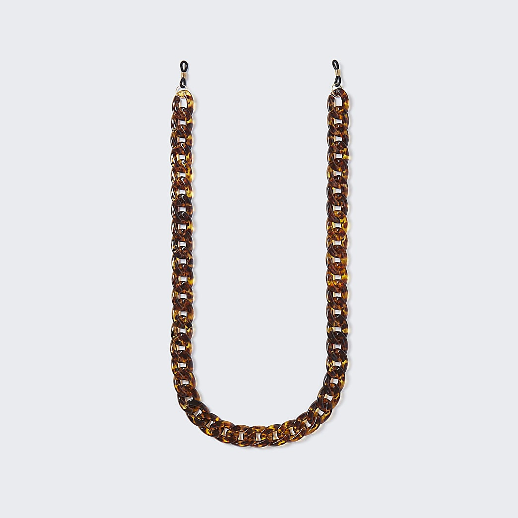 Brown tortoise sunglasses chain | River Island (UK & IE)