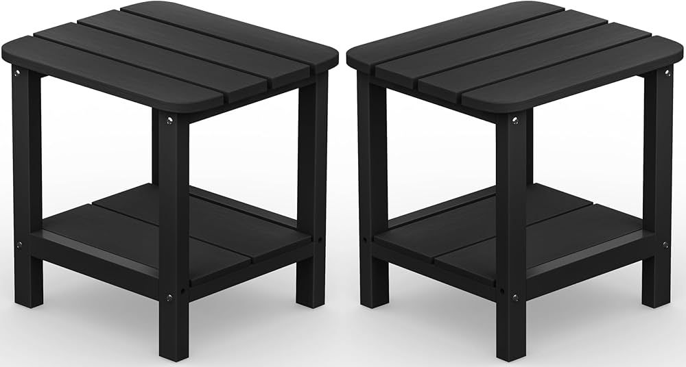 SERWALL Double Adirondack Side Set of 2, Table Rectangular End Table, Black | Amazon (US)