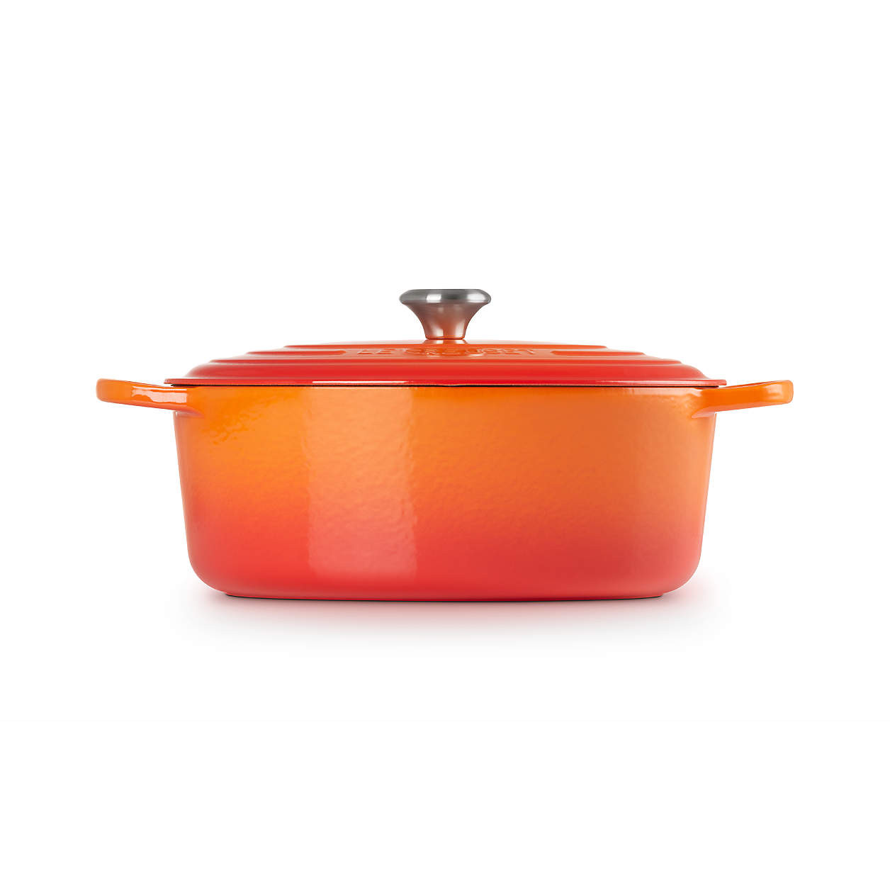 Le Creuset Signature 8-Qt. Flame Enameled Cast Iron Oval Dutch Oven + Reviews | Crate & Barrel | Crate & Barrel
