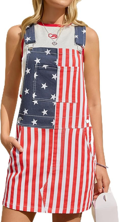 Bindefon Overall Dress for Women Skirt Summer Shorts Romper with Pockets Festival Outfits | Amazon (US)