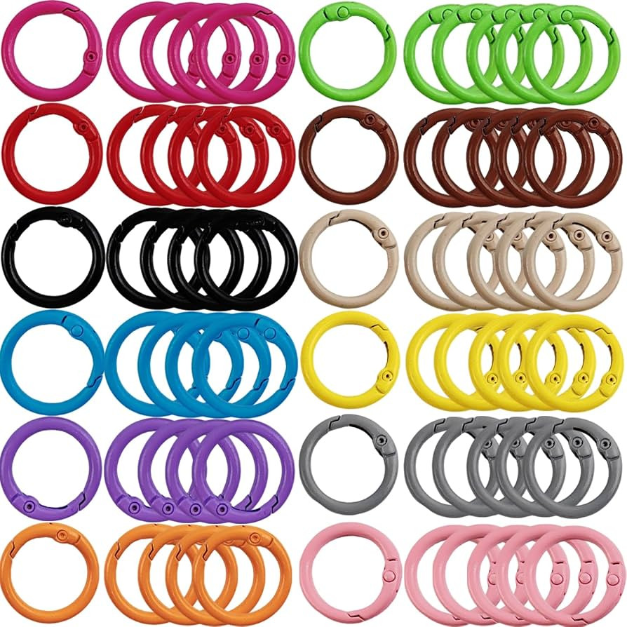 YOOHUA 60PCS 1inch Metal Spring O Rings Round Carabiner Keyring, Snap Clip Trigger Keyrings Buckl... | Amazon (US)