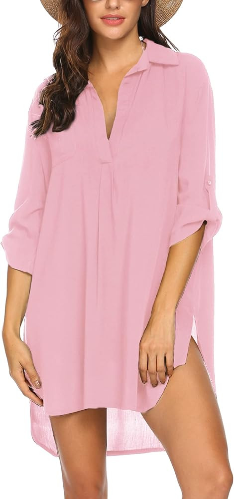 Ekouaer Women's Swimsuit Beach Cover Up Shirt Bikini Beachwear Bathing Suit Beach Dress | Amazon (US)