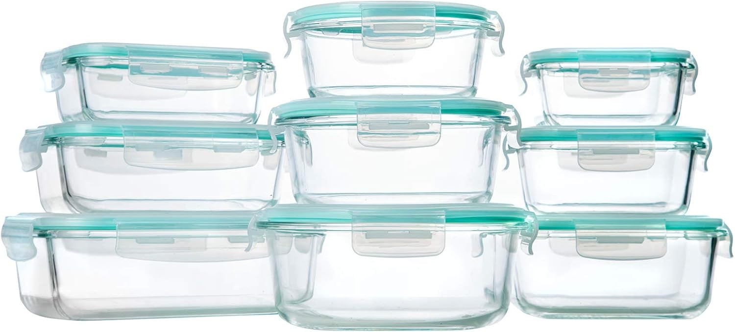 Bayco Glass Storage Containers with Lids, 9 Sets Glass Meal Prep Containers Airtight, Glass Food ... | Amazon (US)
