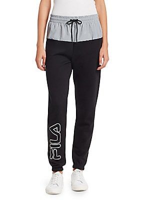 FILA Women's Nova Reflective Jogger Pants - Black Silver - Size Small | Saks Fifth Avenue