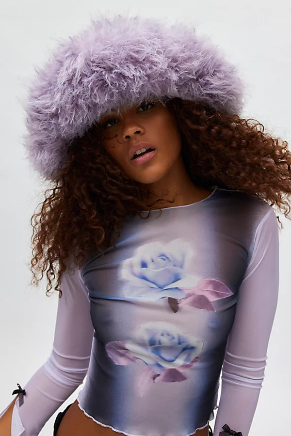 Oversized Faux Fur Bucket Hat | Urban Outfitters (US and RoW)