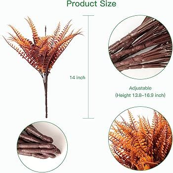 ZEOSTARO 12 Bundles Artificial Fall Plants, Fake Boston Fern Greenery Outdoor UV Resistant No Fad... | Amazon (US)