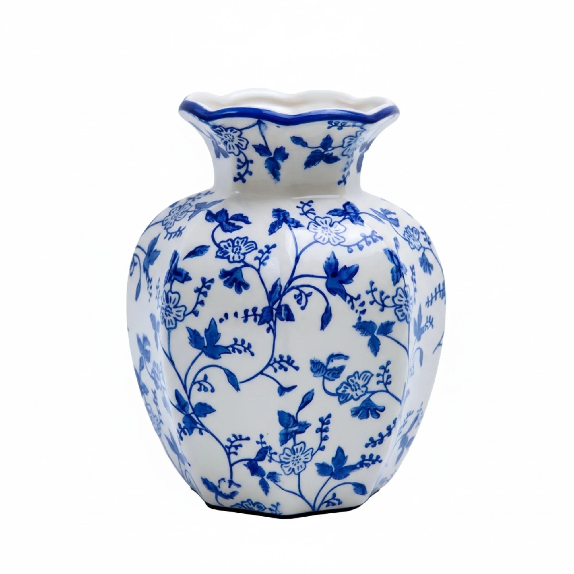 NOVATRAX Small Blue-White Ceramic Vase Decorative Flower Vases for Home Décor | Walmart (US)