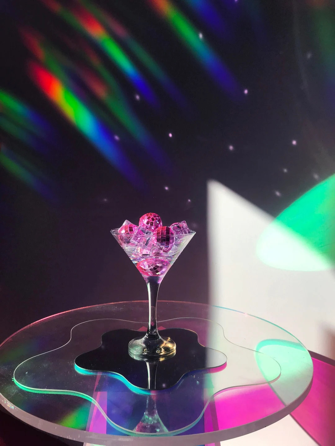 Pink Disco Ball Martini - Mirror Tile Cocktail -  Disco Ball Sculpture -  Faux Resin Martini Glas... | Etsy (US)