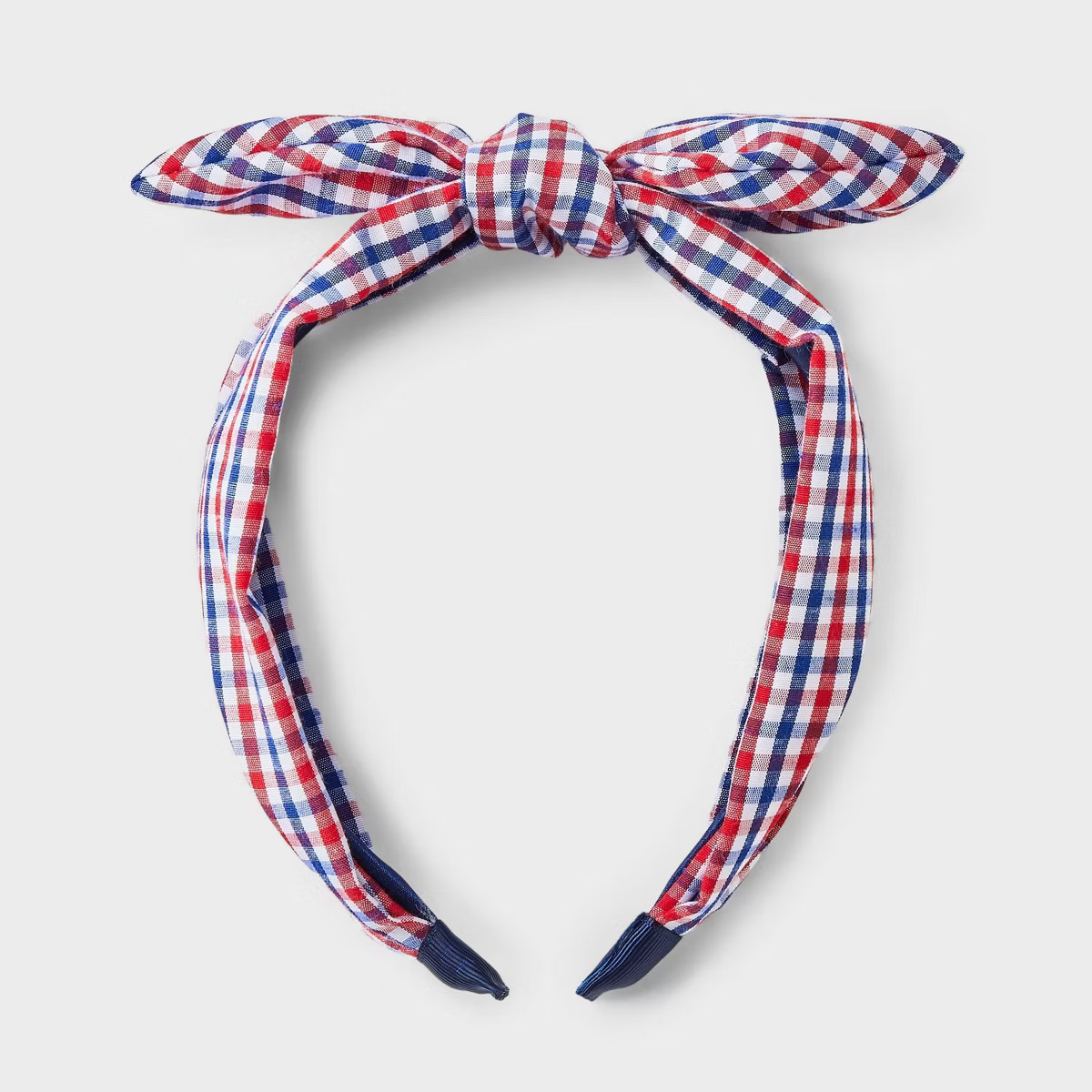 Americana Plaid with Tails Top Knot Headband - Red/White/Blue | Target